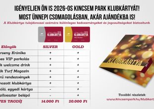 Kincsem Park Klubkártya - most ünnepi csomagolásban, akár ajándékba is!